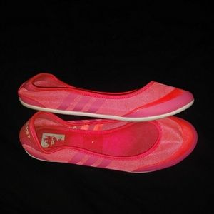 Adidas neon pink slide on flat shoes size 8